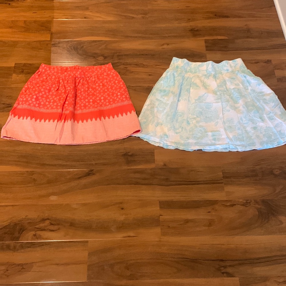 Old Navy Skirts Size XS Set of 2 Bundle Cotton Blue White Orange Pockets Print